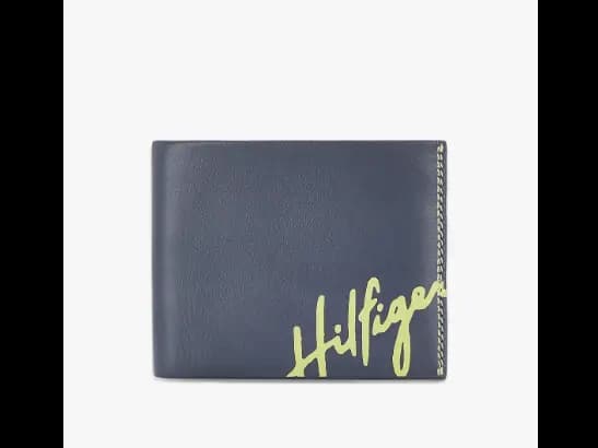Brand Print Leather Bi-Fold Wallet