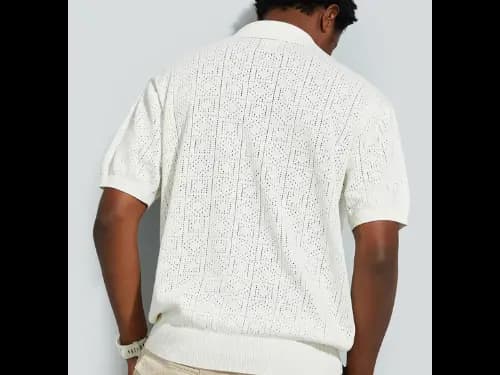 Pointelle-Knit Oversized Polo T-Shirt (2)