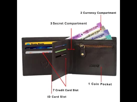 Checked Genuine Leather Bi-Fold Wallet (3)