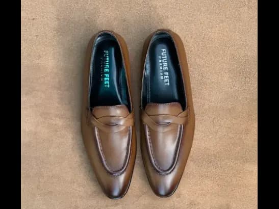 Men’s Two-tone Tan Cow Leather Penny Strap Loafer