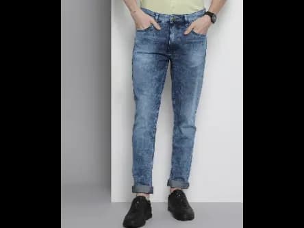Heavily Washed Slim Fit Jeans