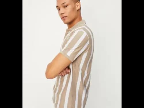 Striped Polo Collar T-shirt (2)