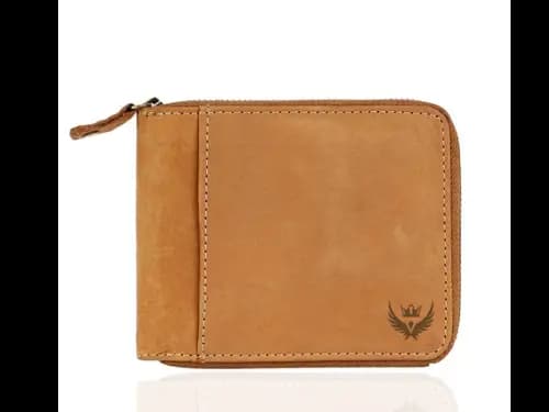 Genuine Leather Bi-Fold Wallet with Zip Closure 3 3 Ratings