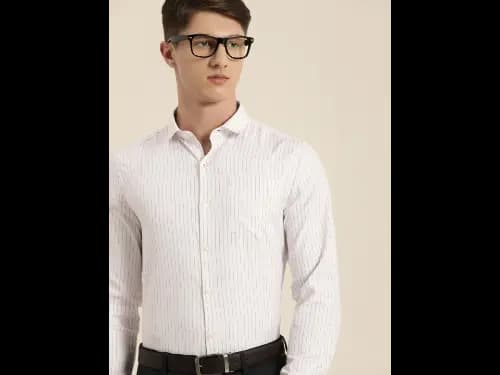 Men Easy Care White Striped Sustainable Formal Shirt