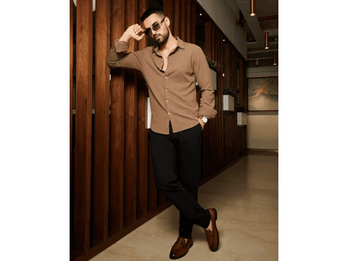 Men Ribbed Regular Fit Shirt