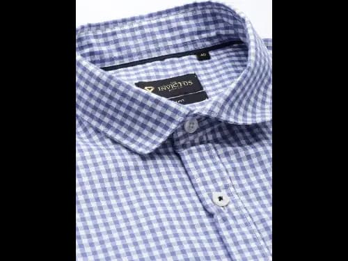 Men Easy Care Blue & White Checked Formal Shirt (2)