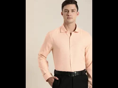 Men Easy Care Orange Solid Pure Cotton Sustainable Formal Shirt