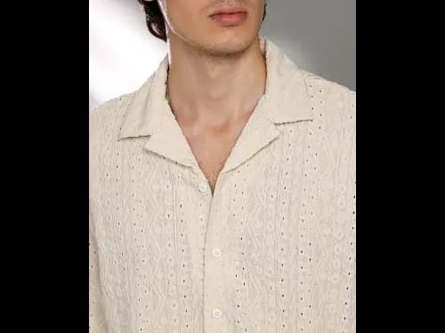 Men Embroidered Regular Fit Shirt with Cuban Collar (2)