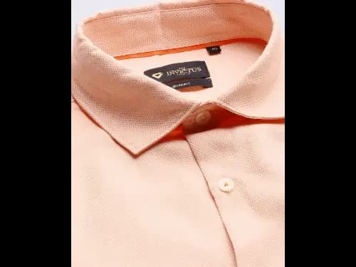 Men Easy Care Orange Solid Pure Cotton Sustainable Formal Shirt (2)
