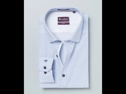 Blue & White Printed Slim Fit Sustainable Formal Shirt (2)