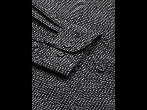 Men Easy Care Black & White Iron Free Checked Sustainable Formal Shirt (5)