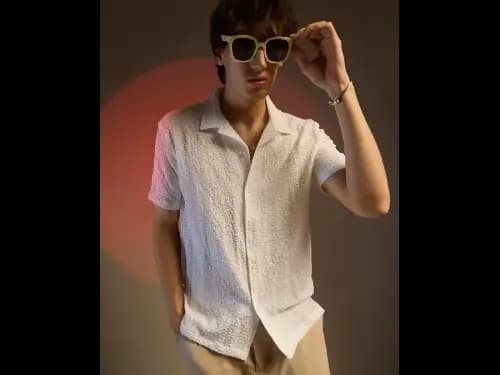 Men Regular Fit Cuban Collar Shirt