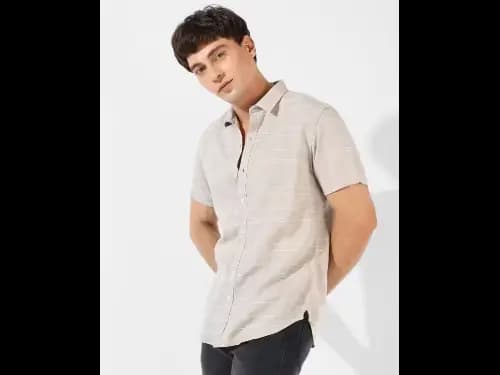 Striped Shirt with Spread Collar