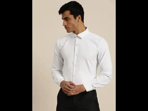 Men Easy Care White Solid Sustainable Formal Shirt