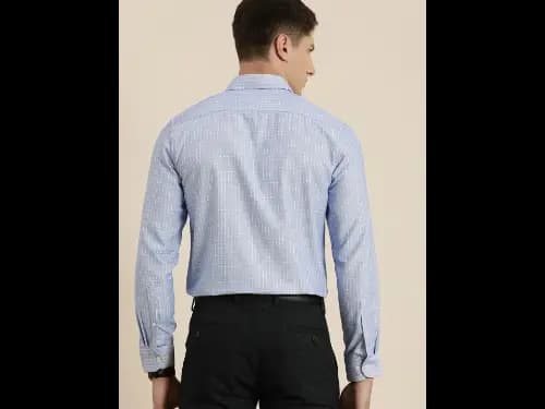 Men Easy Care Blue & White Checked Formal Shirt (4)