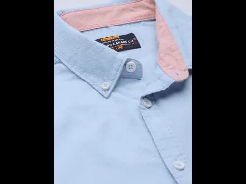 Men Blue Slim Fit Cotton Casual Shirt (3)
