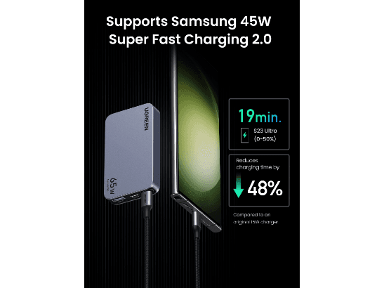 UGREEN Nexode Pro 65W 3Port GaN Ultra-Slim Fast Charger – X753 - 25356 (4)