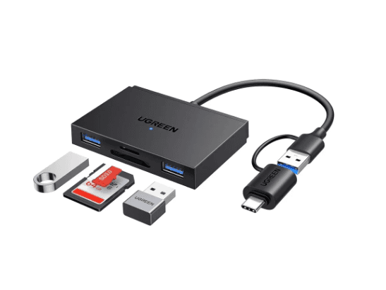 UGREEN 45167 4 in 1 Multi-Function Card Reader USB-A+USB-C to SD TF Micro SD Card Reader