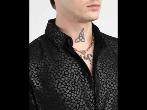 Men Pebbles Print Regular Fit Shirt with Spread Collar (2)