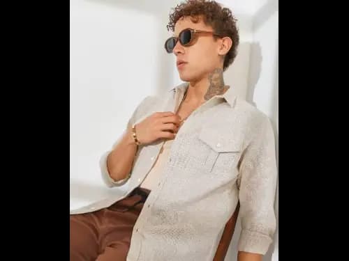 Men Regular Fit Shirt with Flap Pockets