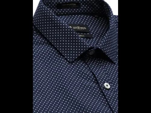 Men Navy Blue & White Slim Fit Printed Sustainable Formal Shirt (3)