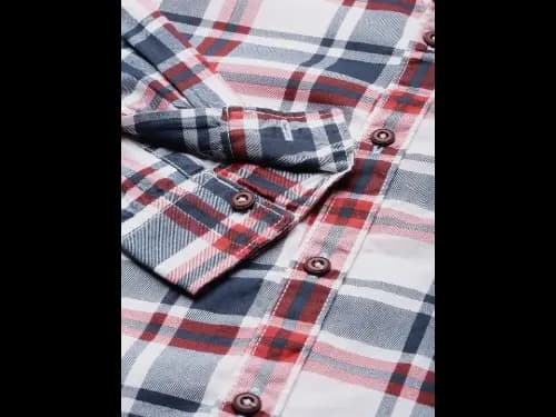 Men White & Red Checked Pure Cotton Casual Shirt (3)