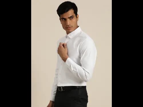 Men Easy Care White Solid Sustainable Formal Shirt (3)