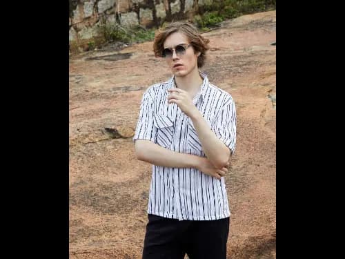Men Stripes Oversized Fit Shirt