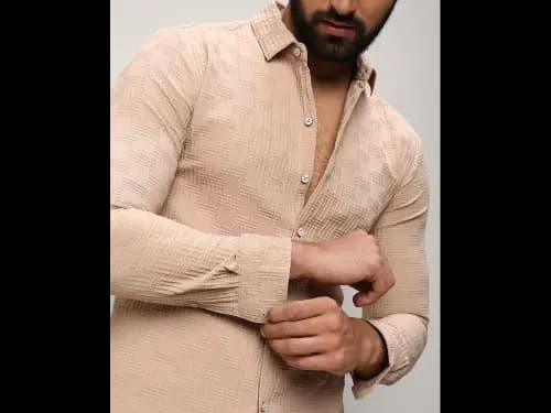 Men Self-Design Regular Fit Shirt (3)
