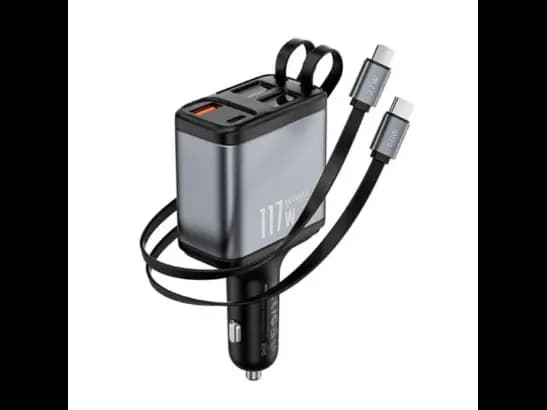 Wiwu WI-QC027 117W Exeed A+2C+l USB-A, USB-C And Lightning Fast Car Charger Tarnish