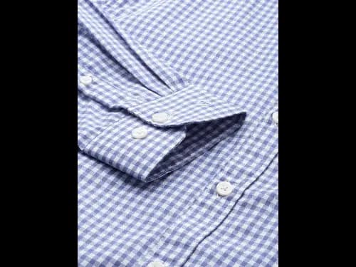 Men Easy Care Blue & White Checked Formal Shirt (6)