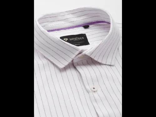 Men Easy Care White Striped Sustainable Formal Shirt (2)