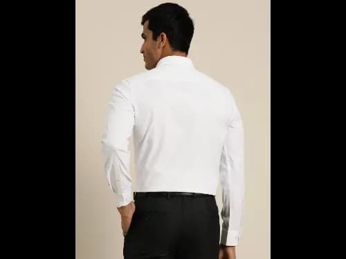 Men Easy Care White Solid Sustainable Formal Shirt (4)