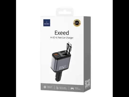 Wiwu WI-QC027 117W Exeed A 2C l USB-A, USB-C And Lightning Fast Car Charger Tarnish (4)