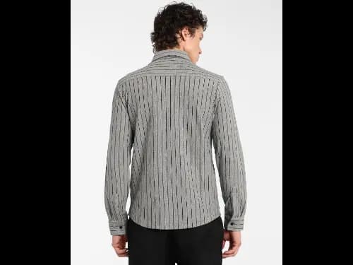 Men Striped Regular Fit Shirt with Patch Pocket (4)