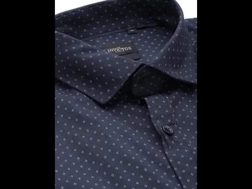 Men Easy Care Navy Blue & White Pure Cotton Printed Sustainable Formal Shirt (2)