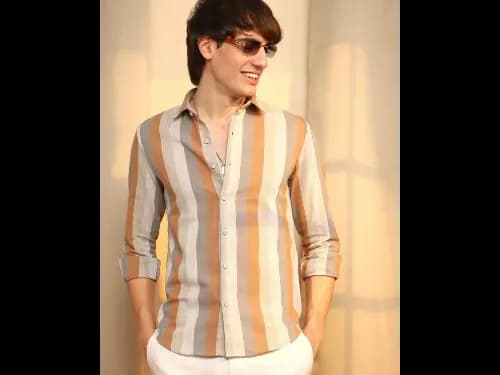 Men Striped Regular Fit Shirt with Spread Collar (2)