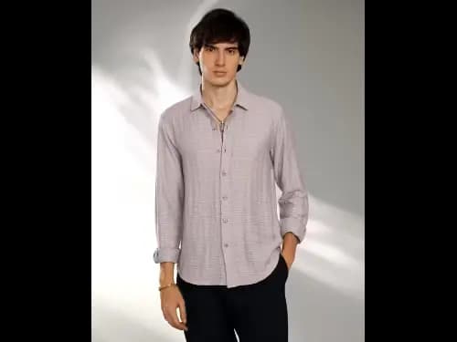 Patterned Regular Fit Shirt with Spread Collar