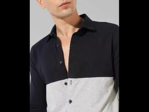 Colourblock Shirt with Spread Collar (2)