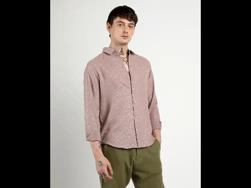 Men Pebbles Print Regular Fit Shirt with Spread Collar