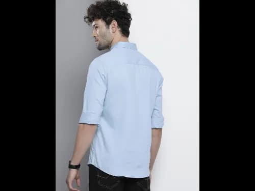 Men Blue Slim Fit Cotton Casual Shirt (4)