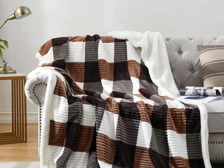 Rib Blanket with Printed Blanket Checks / Warm Blanket - WS B - 205 (4)