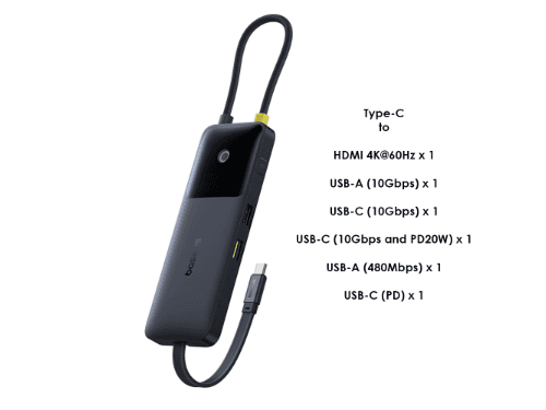 Baseus Dual Fast Charging 6-in-1 HUB - B00070902123-00