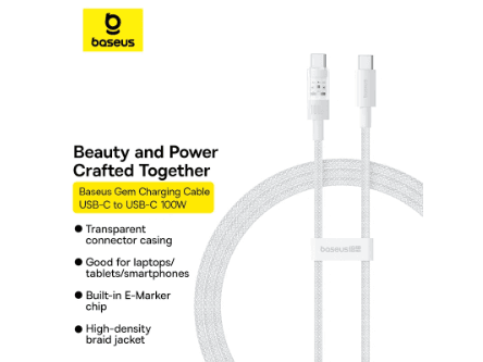 Baseus Gem Type-C to Type-C 100W 2 Meter Fast-Charging Data Cable - P10373000211-01 (5)