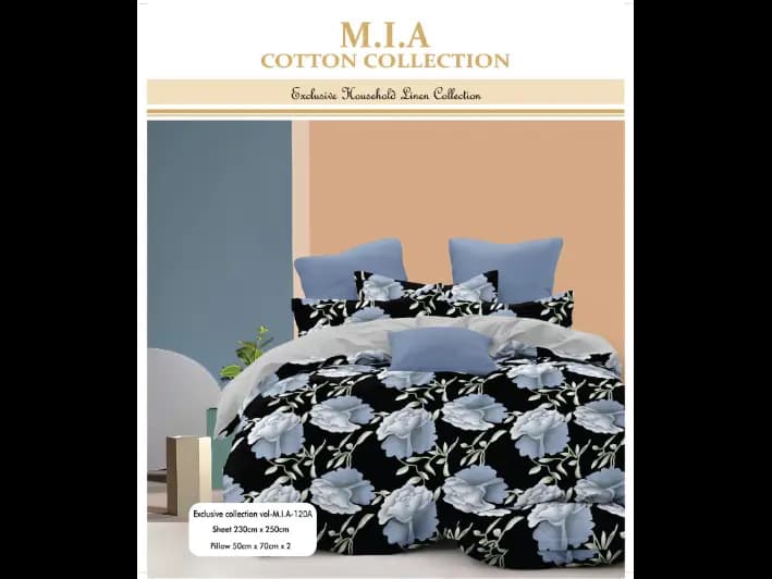 Mia Cotton King Size Bedsheet With 2 Pillow Covers (90 x 100) / MIA 120 (2)