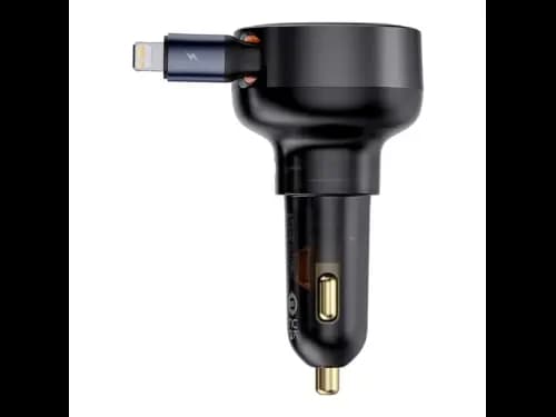 Baseus 55W Enjoyment Pro Car Charger C Retractable iP Cable Cluster Black –  C00057803111-00 (4)