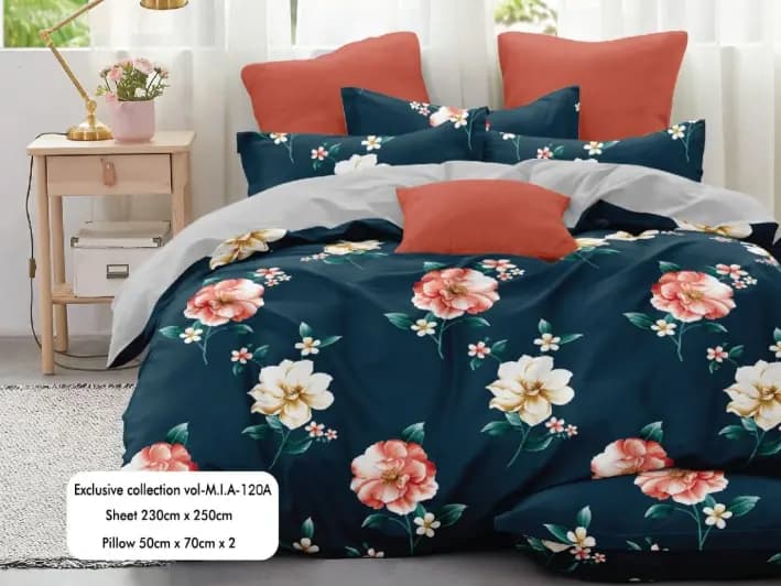 Mia Cotton King Size Bedsheet With 2 Pillow Covers (90 x 100) / MIA 120