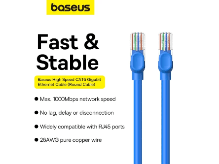 Baseus CAT 6 – 0.5 Meter High Speed Gigabit Ethernet Cable (Round Cable) – Galaxy Blue - B00133204311-00 (4)