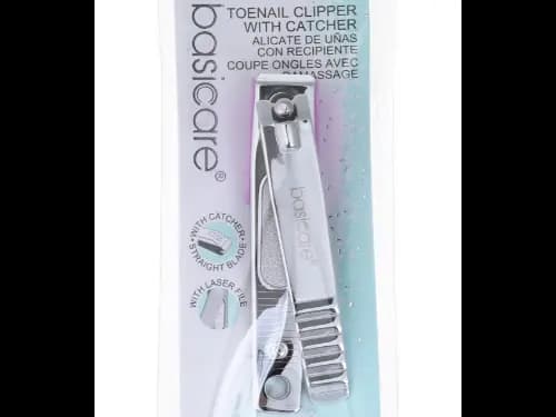 BASICARE TOENAIL CLIPPER -STRAIGHT BLADES WITH LASER FILE & CATCHER (2)