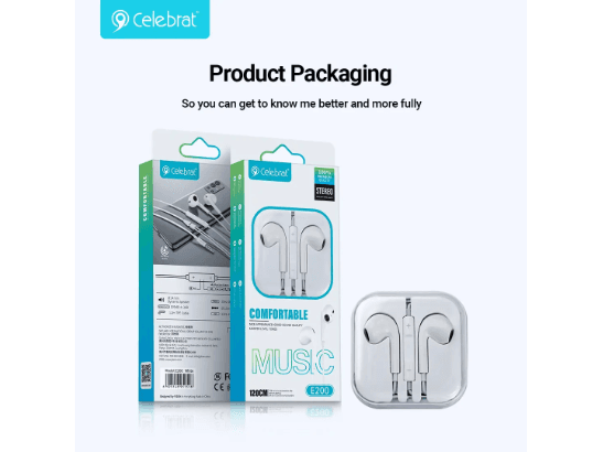 Celebrat E200 Comfortable Wired Earphones, Free to switch songs and make calls - 6 months warranty (2)